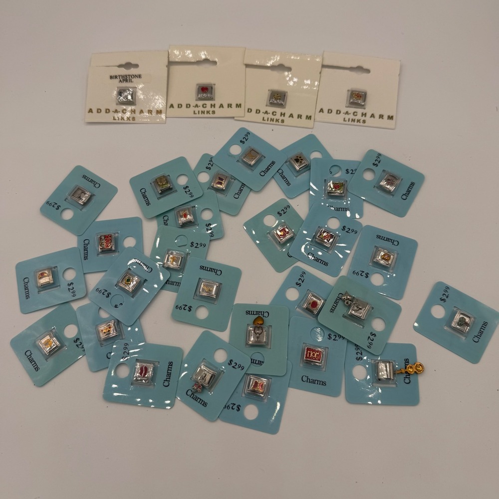 Lot of 30+ Italian Style Modular Bracelet Charms Stainless Steel Assorted